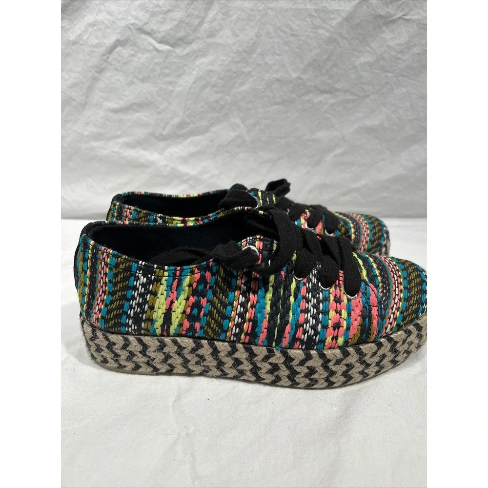 Sam Edelman Circus Colorful Woven BRANDON Stripe Platform Shoes Sz 6M Y2K‎